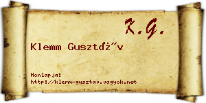 Klemm Gusztáv névjegykártya
