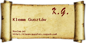 Klemm Gusztáv névjegykártya
